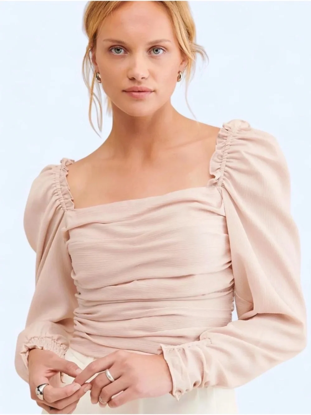 ASTR the Label Square Neck Puff Sleeve Blouse | NWT Blush Coquette
